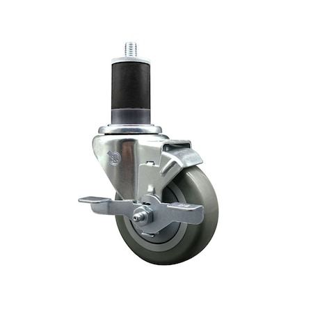 Service Caster 3.5'' Gray Poly Swivel 1-5/8'' Expanding Stem Caster with Brake SCC-EX20S3514-PPUB-TLB-158